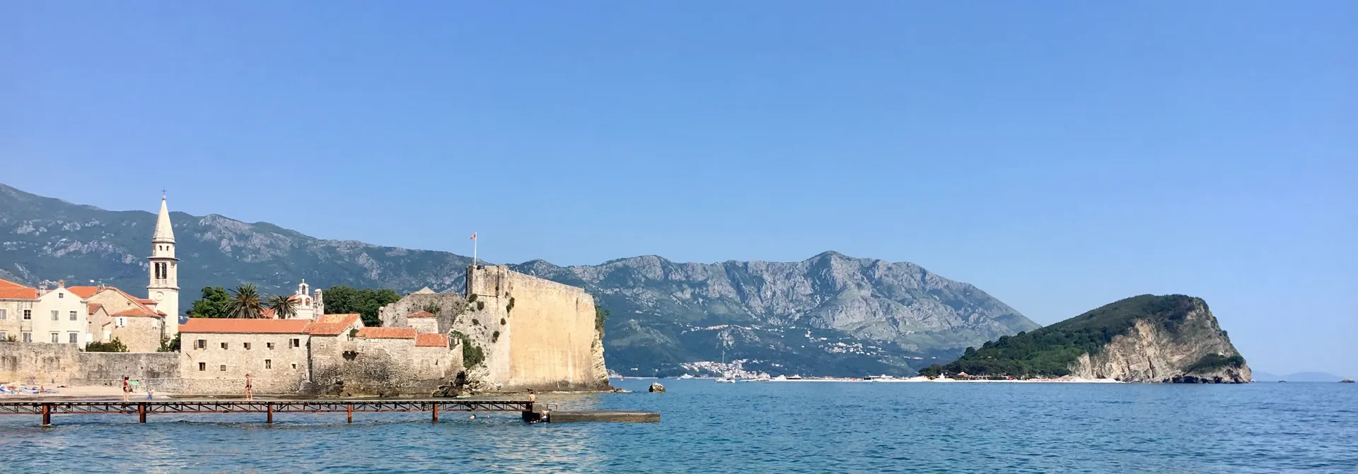 Panorama Starog grada Budve i tvrđave Sveti Nikola, Crna Gora